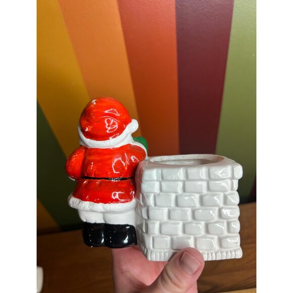 Vintage Christmas smiling Santa planter with sack ceramic cute kitschy - Picture 7 of 10